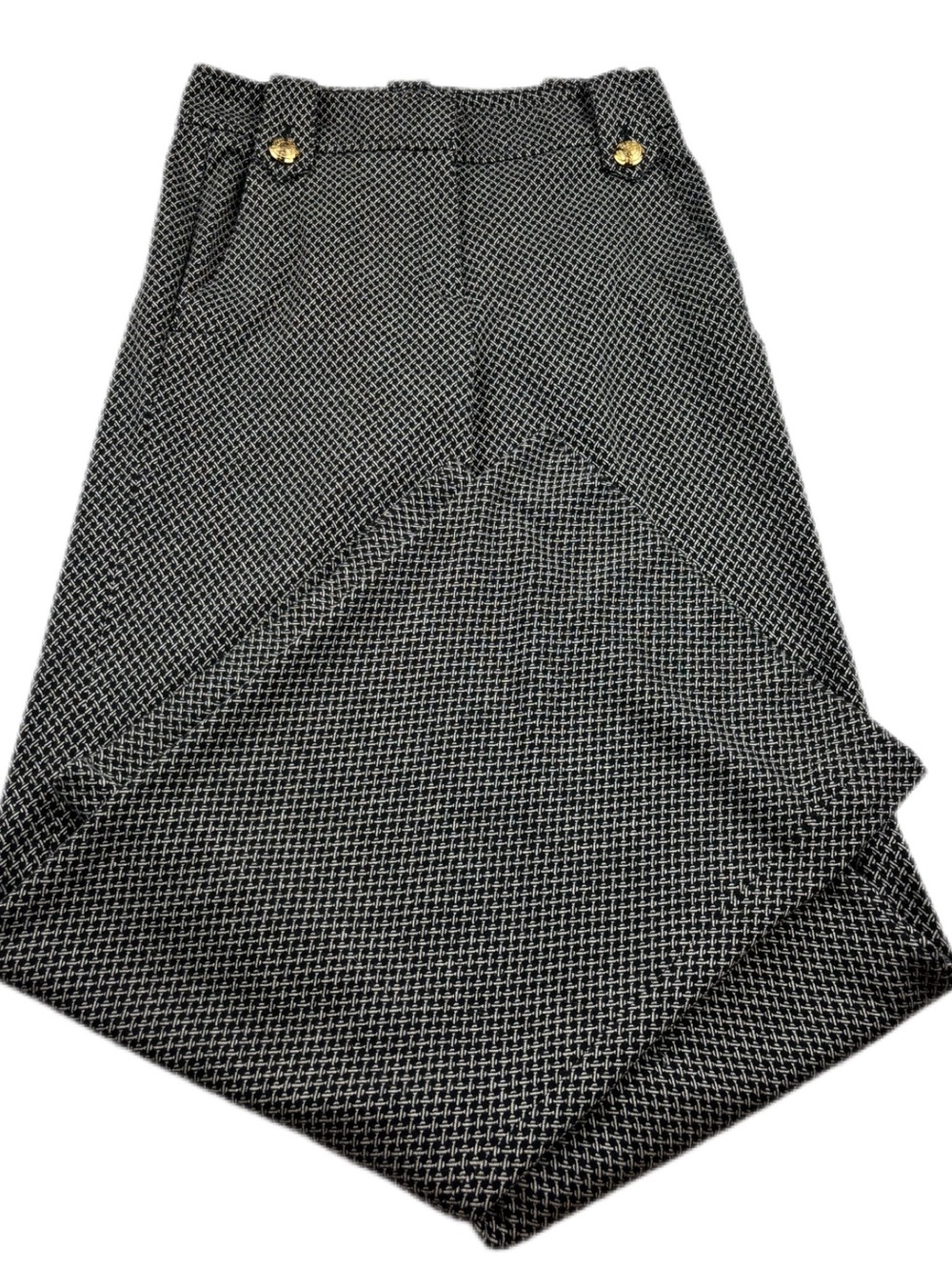 White House Black Market Black & White Trouser Pants Gold Button Detail Size 2